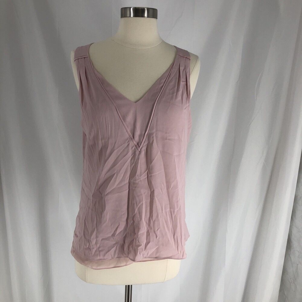 White House Black Market Blouse Small Light Pink V Neck Tank Top  Dressy Lined
